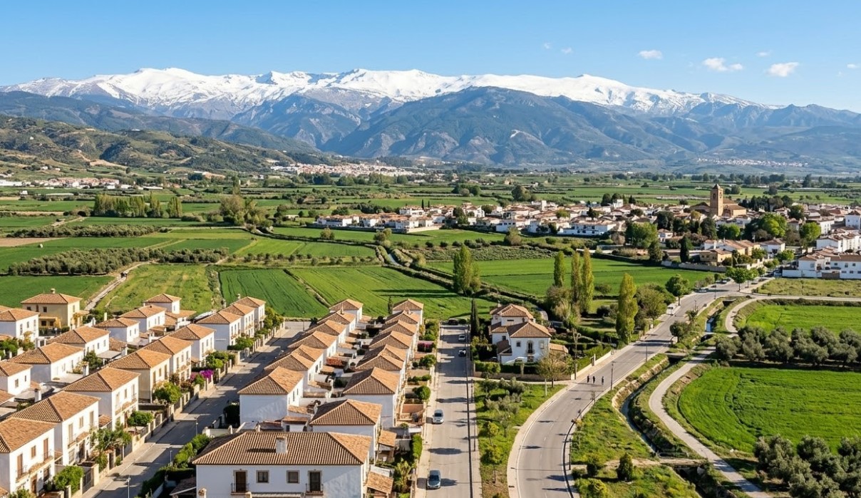 Vista residencial de Cájar y la Vega de Granada